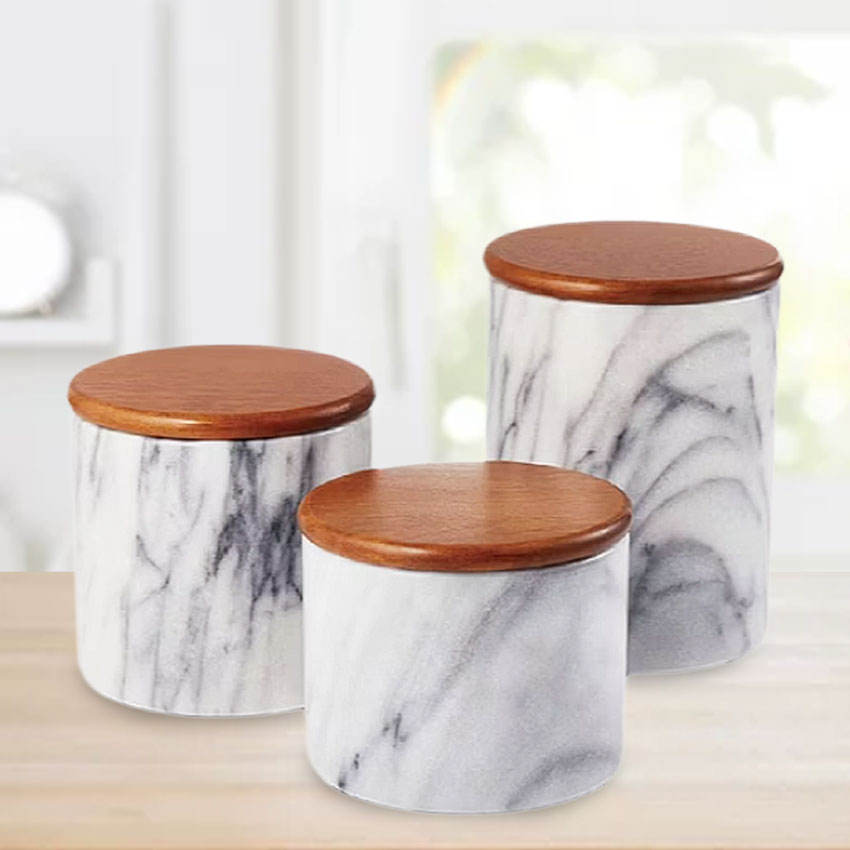 5"x6" Marble Large Airtight Storage Canister